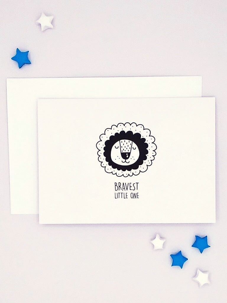Cards & Message Cards & Gift Wrap Little Mouse Baby Clothing & Gifts Bravest Little One - Lion