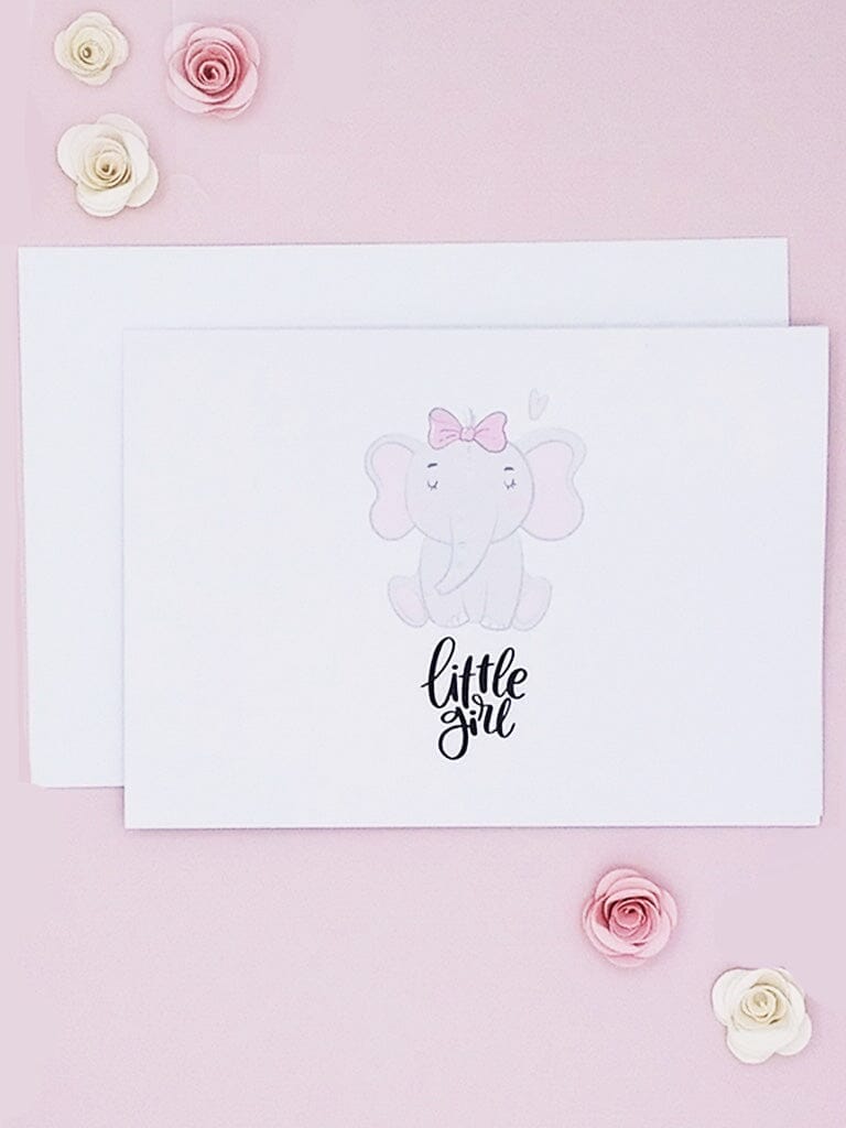 Cards & Message Cards & Gift Wrap Little Mouse Baby Clothing & Gifts Little Girl - Elephant