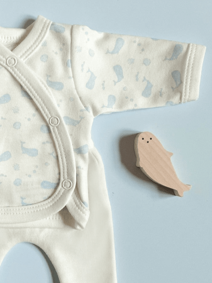Premature Baby Set, Wrap top & trousers, Ocean Blue, Premium Organic Cotton Top & Trousers Tiny & Small