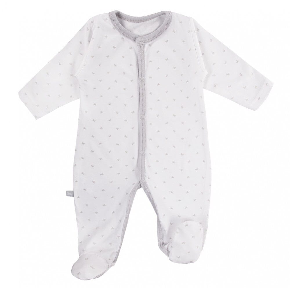 3 Pack Footed Sleepsuits, Bows, Grey Sleepsuit / Babygrow EEVI