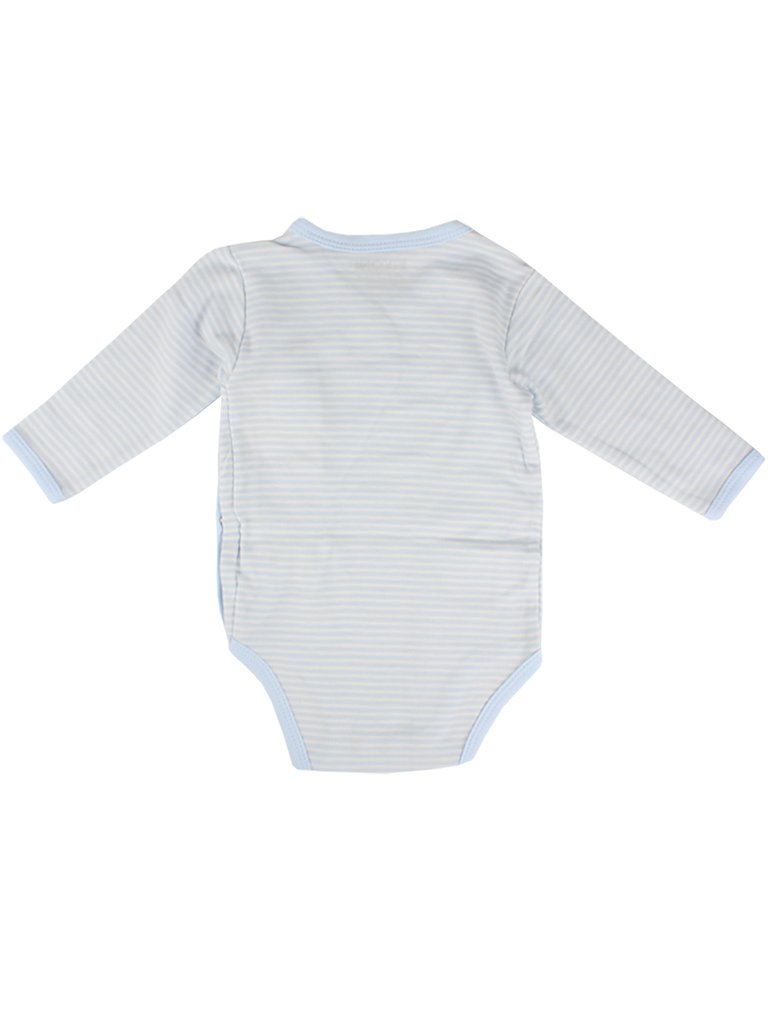 Organic Cotton Light Blue Stripe Long Sleeve Vest (5-8lb) Bodysuit / Vest Fixoni