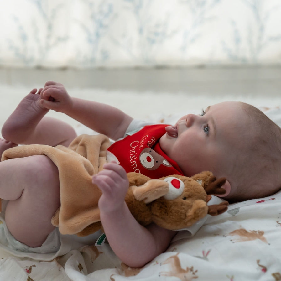 Ziggle Muslin - Christmas Reindeer & Rabbit - 80 x 80 cm