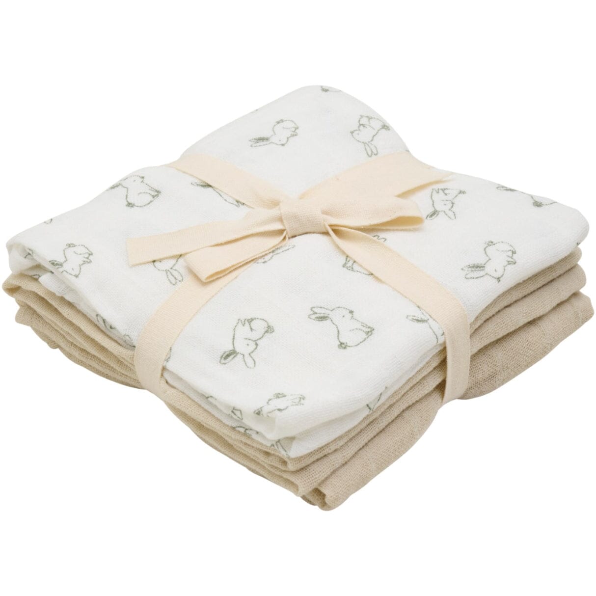 3 Pack, Organic Cotton Muslins, Bunny / Beige, 65 x 65 cm Blanket Pippi