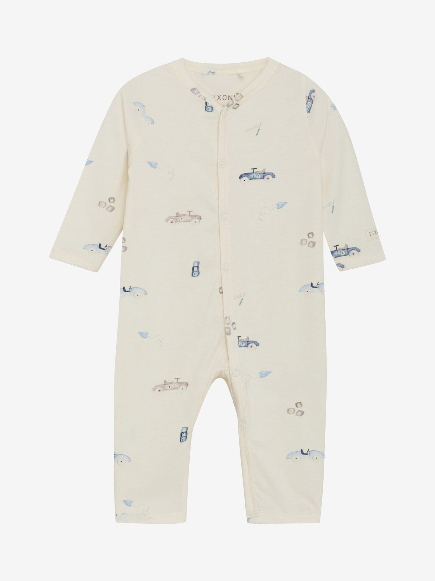 Organic Cotton Rain Washed Cars Onesie Sleepsuit / Babygrow Fixoni