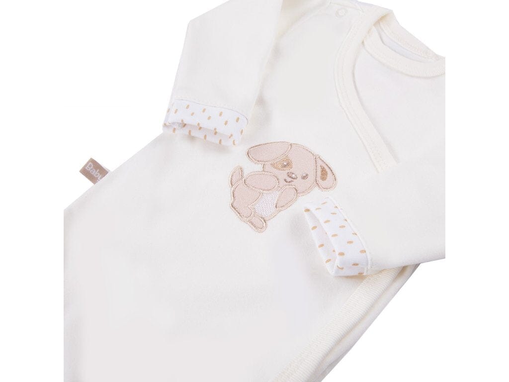 Early Baby Bodysuit, Embroidered Puppy Design - Cream Bodysuit / Vest EEVI