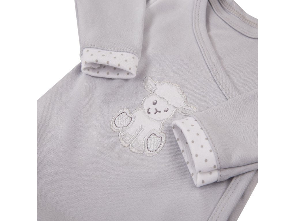 Early Baby Bodysuit, Embroidered Lamb Design - Grey Bodysuit / Vest EEVI