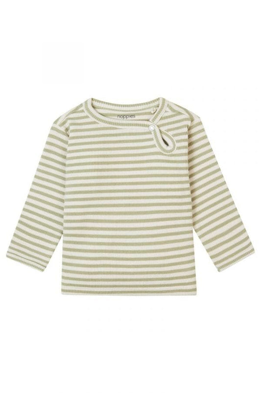 Premium Organic Ribbed Top - Moss Stripe (4-7lbs) Top / T-shirt Noppies