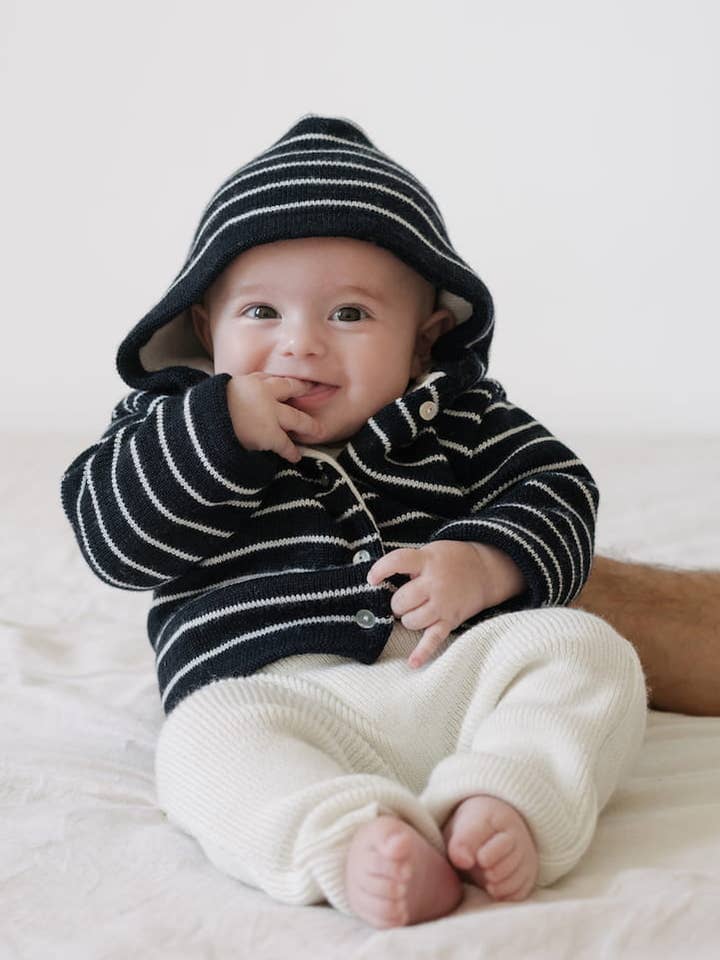 Charcoal Breton stripe Jacket Cardigan / Jacket La Manufacture de Layette