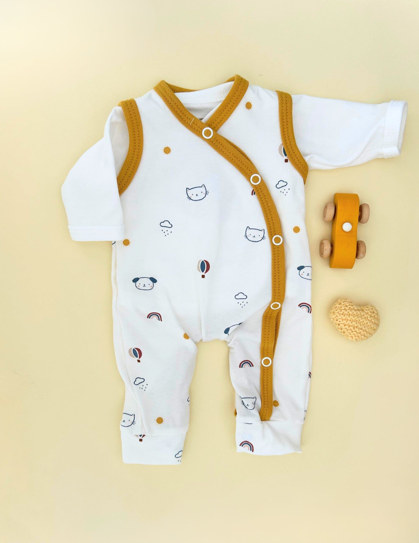 Dungaree & Top Set, Pet Pals - Mustard - Dungaree Tiny & Small
