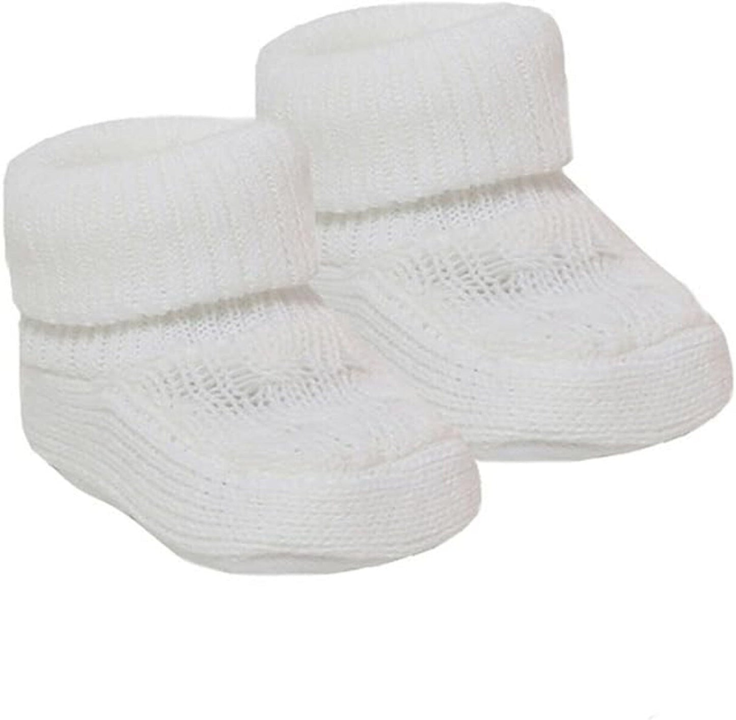 White Cable Knitted Booties Booties Soft Touch