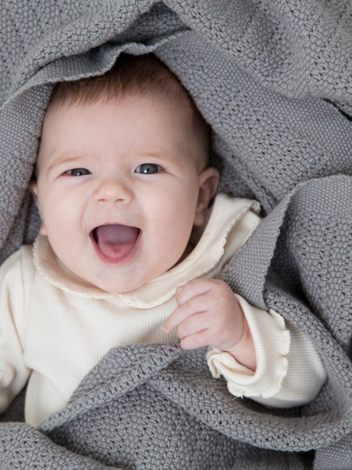 100% Cotton Cellular Baby Blanket - Grey Blanket Hippychick