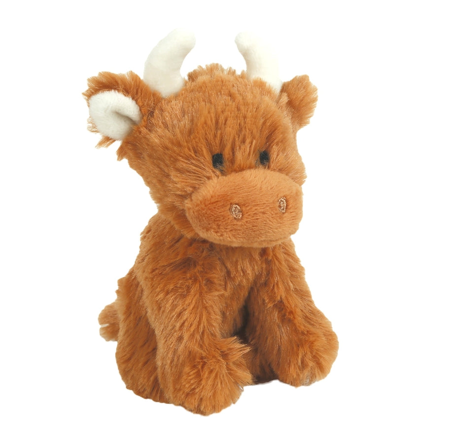 Scottish Highland Cow Soft Plush Toy Mini Brown -11cm tall Toy Jomanda