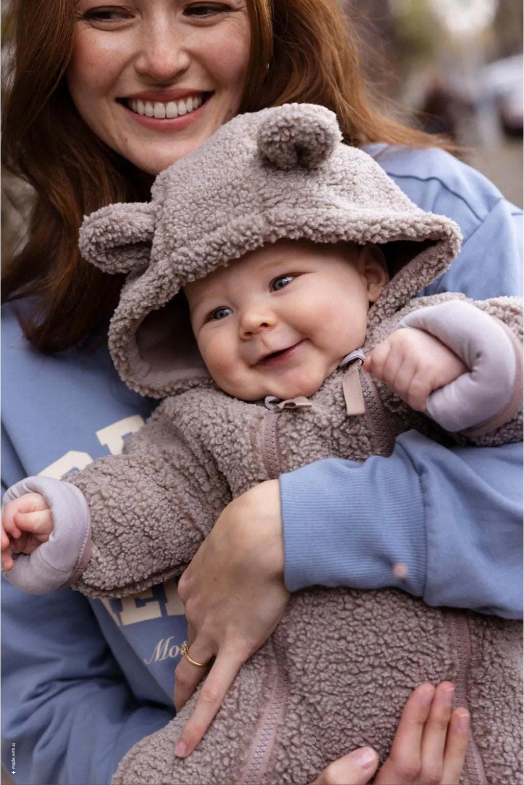 Noppies Fluffy Bear Organic Premium Pramsuit - Brown