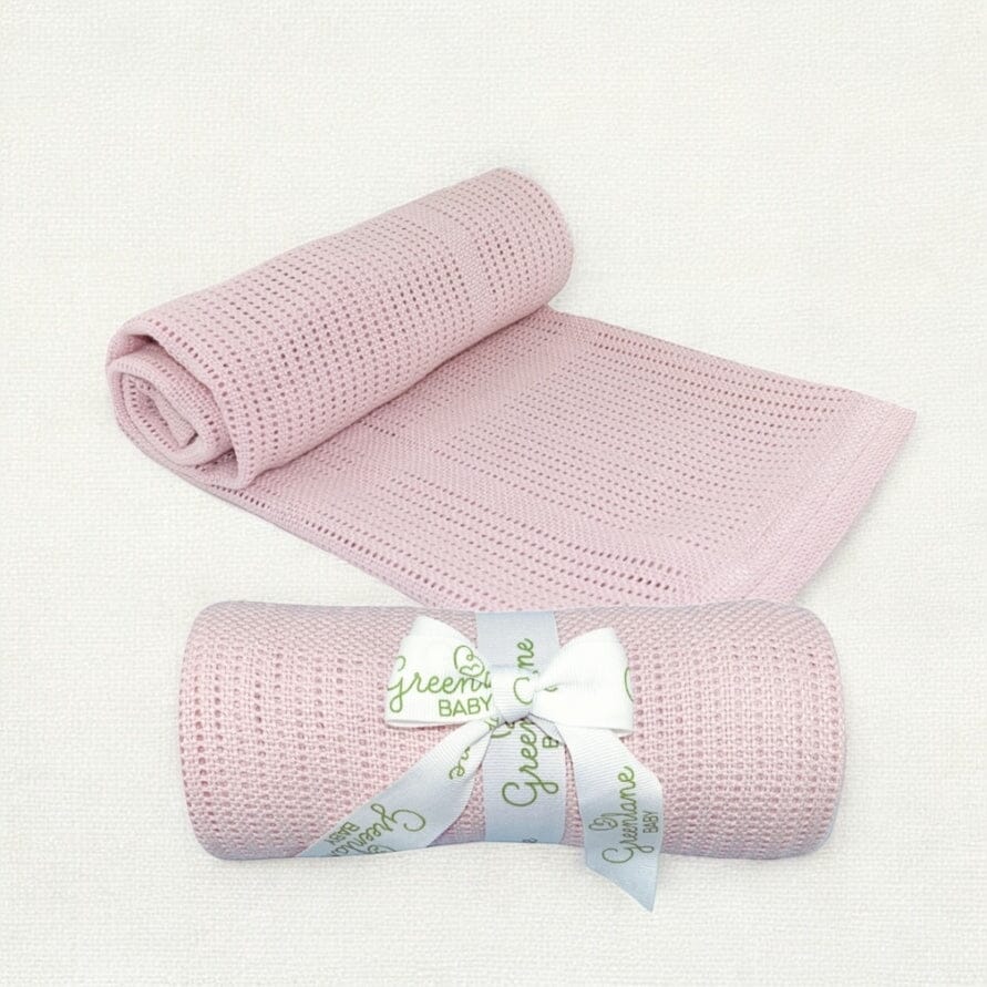 Pink Baby Bamboo Cotton Cellular Blanket - 90cm x 75cm (One blanket) Muslin Muslinz