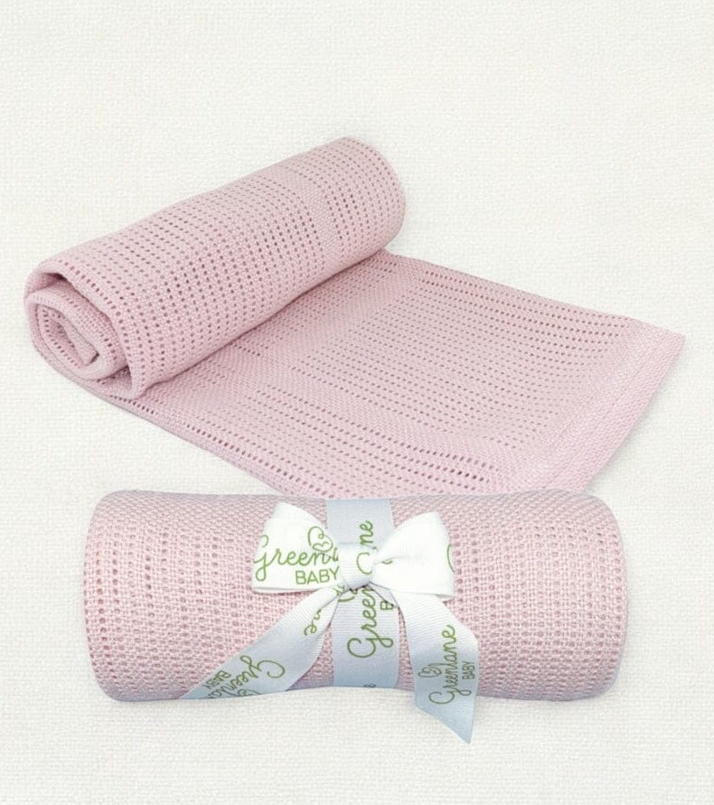 Pink Baby Bamboo Cotton Cellular Blanket - 90cm x 75cm (One blanket) Muslin Muslinz