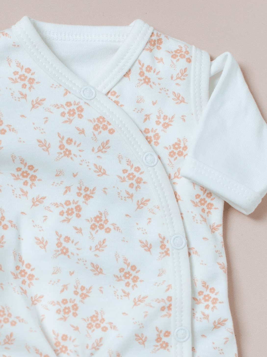 Dungaree & Top Set, Apricot Floral, Premium 100% Organic Cotton Dungaree Tiny & Small