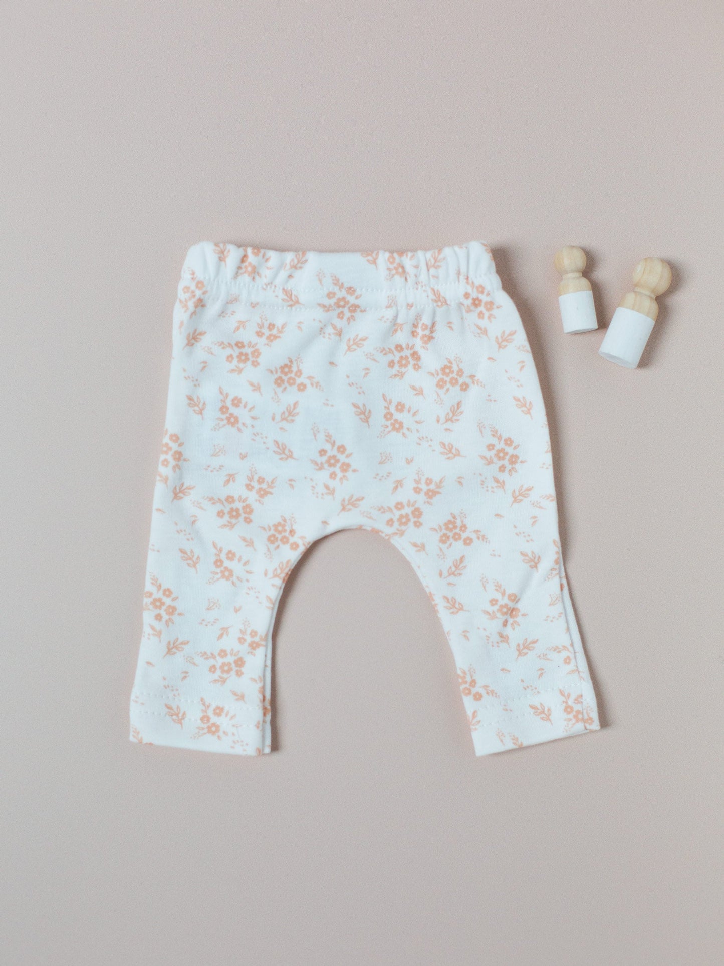 Apricot Floral Leggings, Premium 100% Organic Cotton Trousers / Leggings Tiny & Small