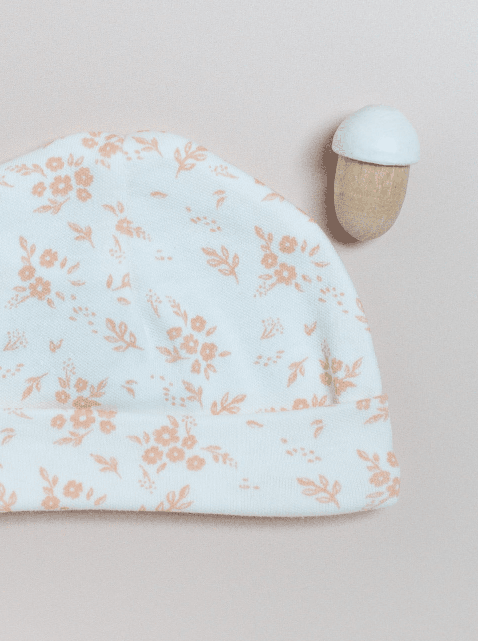 Premature Baby Hat, Apricot Floral, Premium 100% Organic Cotton Hat Tiny & Small