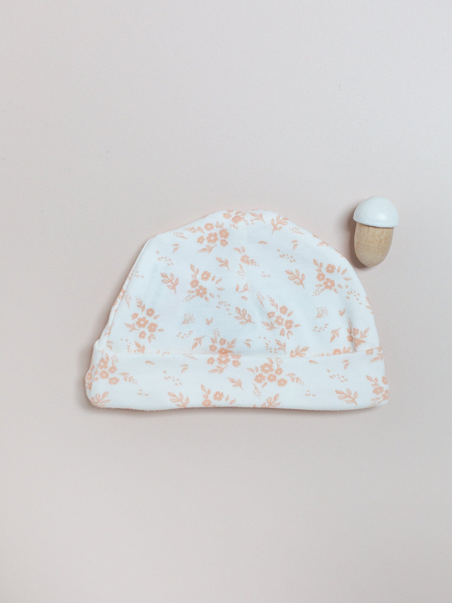 Premature Baby Hat, Apricot Floral, Premium 100% Organic Cotton Hat Tiny & Small