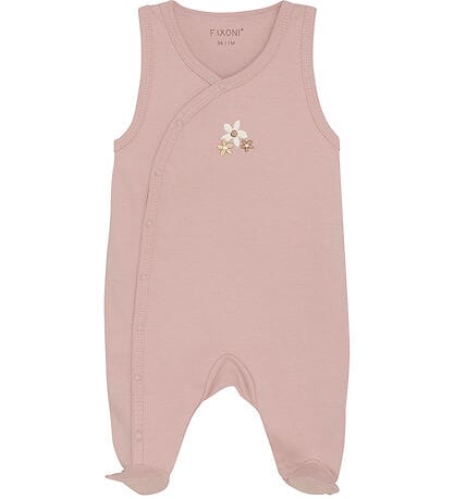 Dusky Pink Flowery Organic Cotton Dungarees & Bodysuit Outfit Fixoni