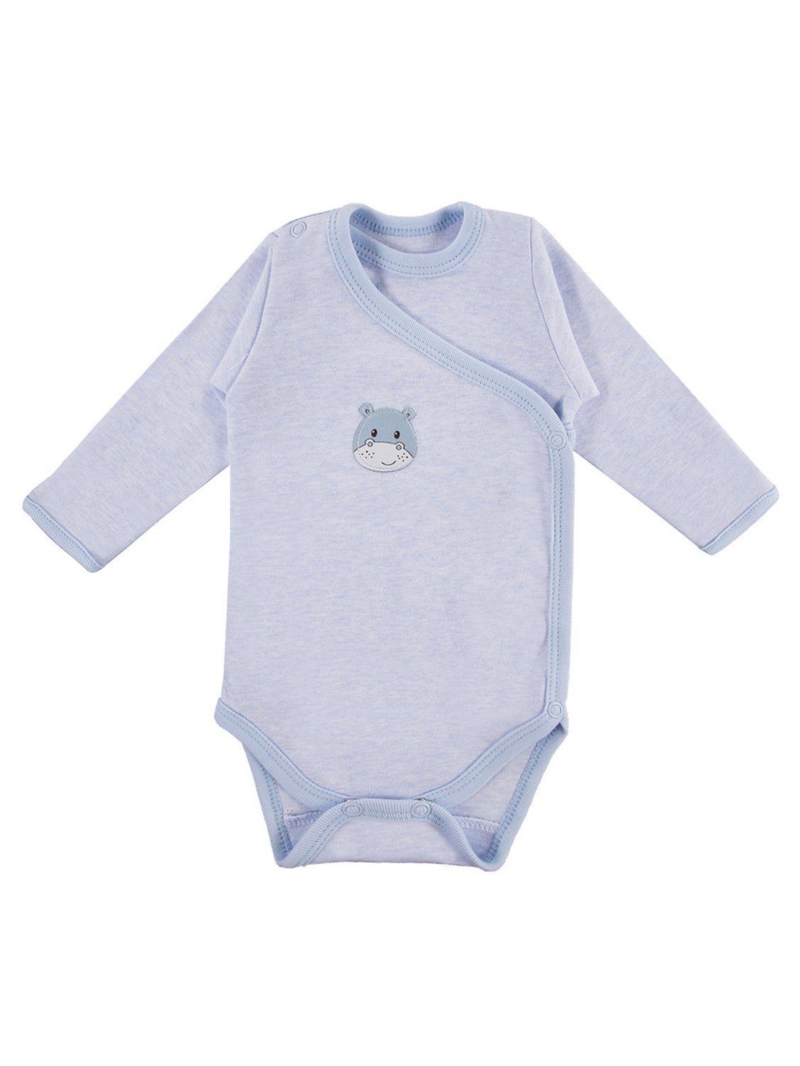 Early Baby Long Sleeved Bodysuit, Cute Hippo Design - Blue Bodysuit / Vest EEVI