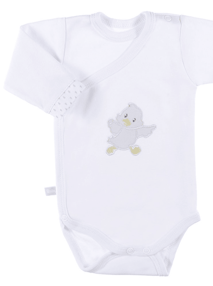 Early Baby Bodysuit, Embroidered Little Chick Design - White Bodysuit / Vest EEVI