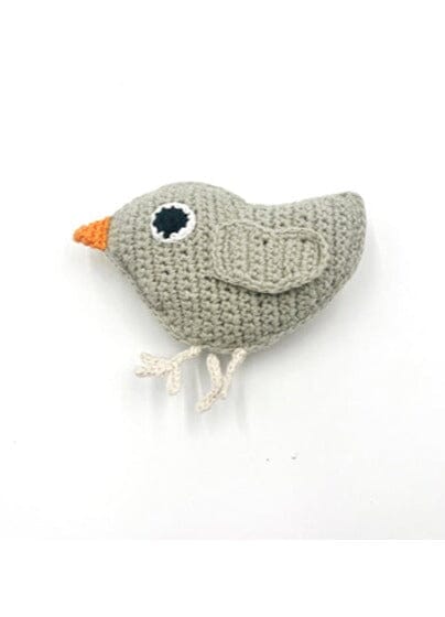 Crochet Fair Trade Rattle Toy - Bird - Green Rattle Pebble Toys