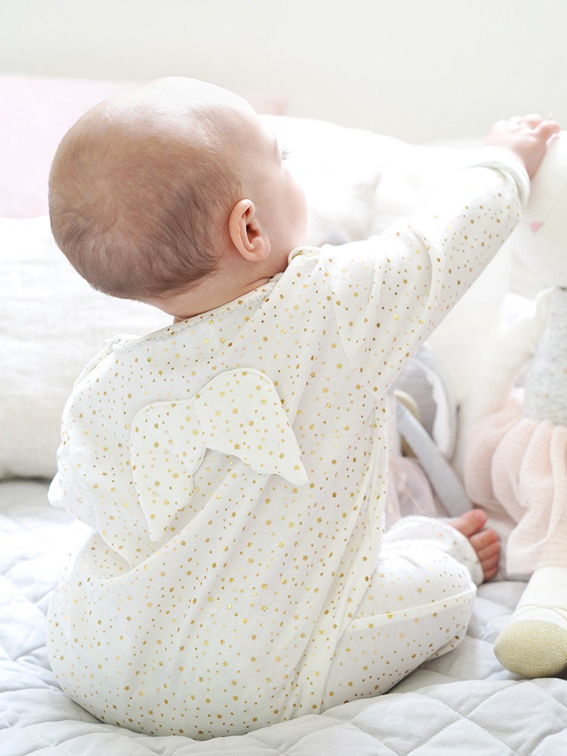 Angel Wings Gold Star White Babygrow by Albetta Sleepsuit / Babygrow Albetta UK