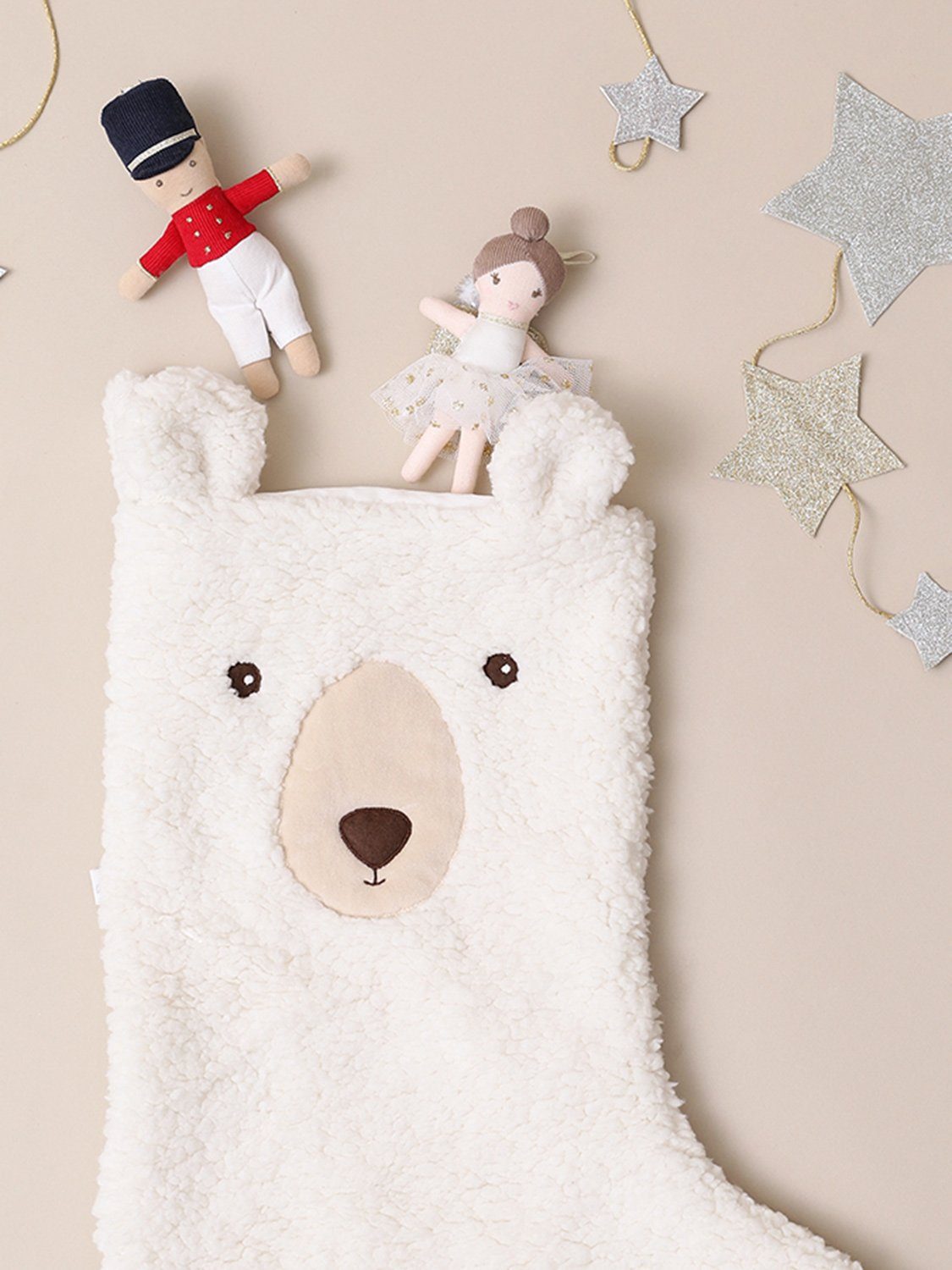 Luxury Fleece Bear Face Christmas Stocking by Albetta Toy Albetta UK