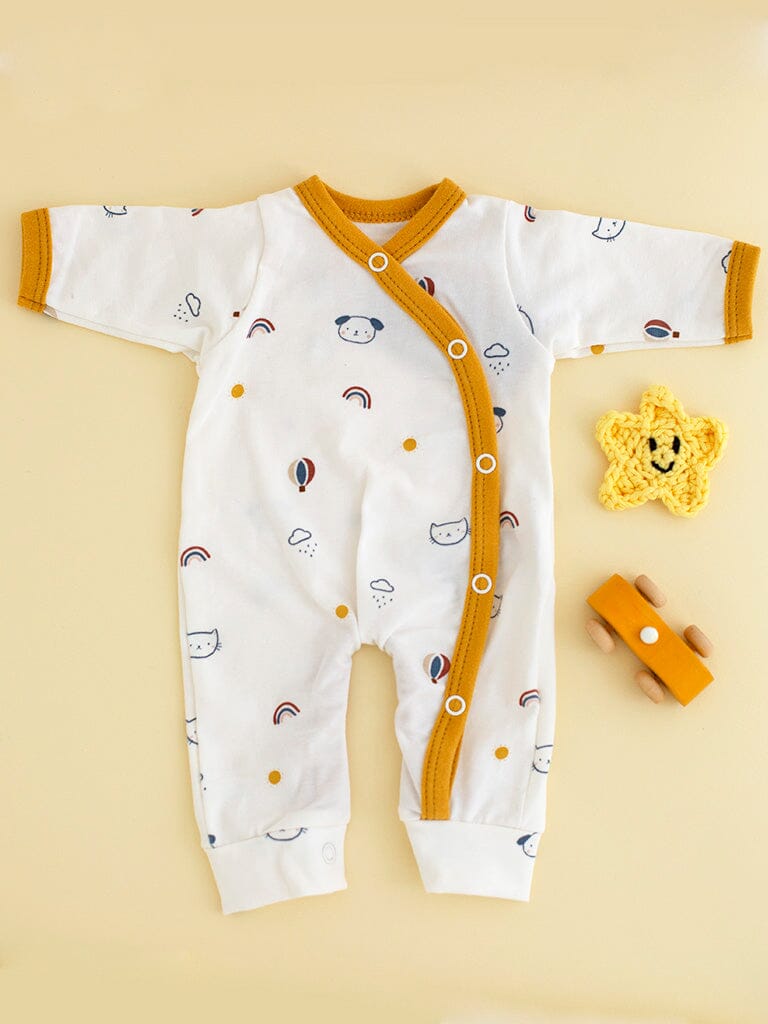 Prem Baby Sleepsuit, Pet Pals - Mustard Sleepsuit / Babygrow Tiny & Small