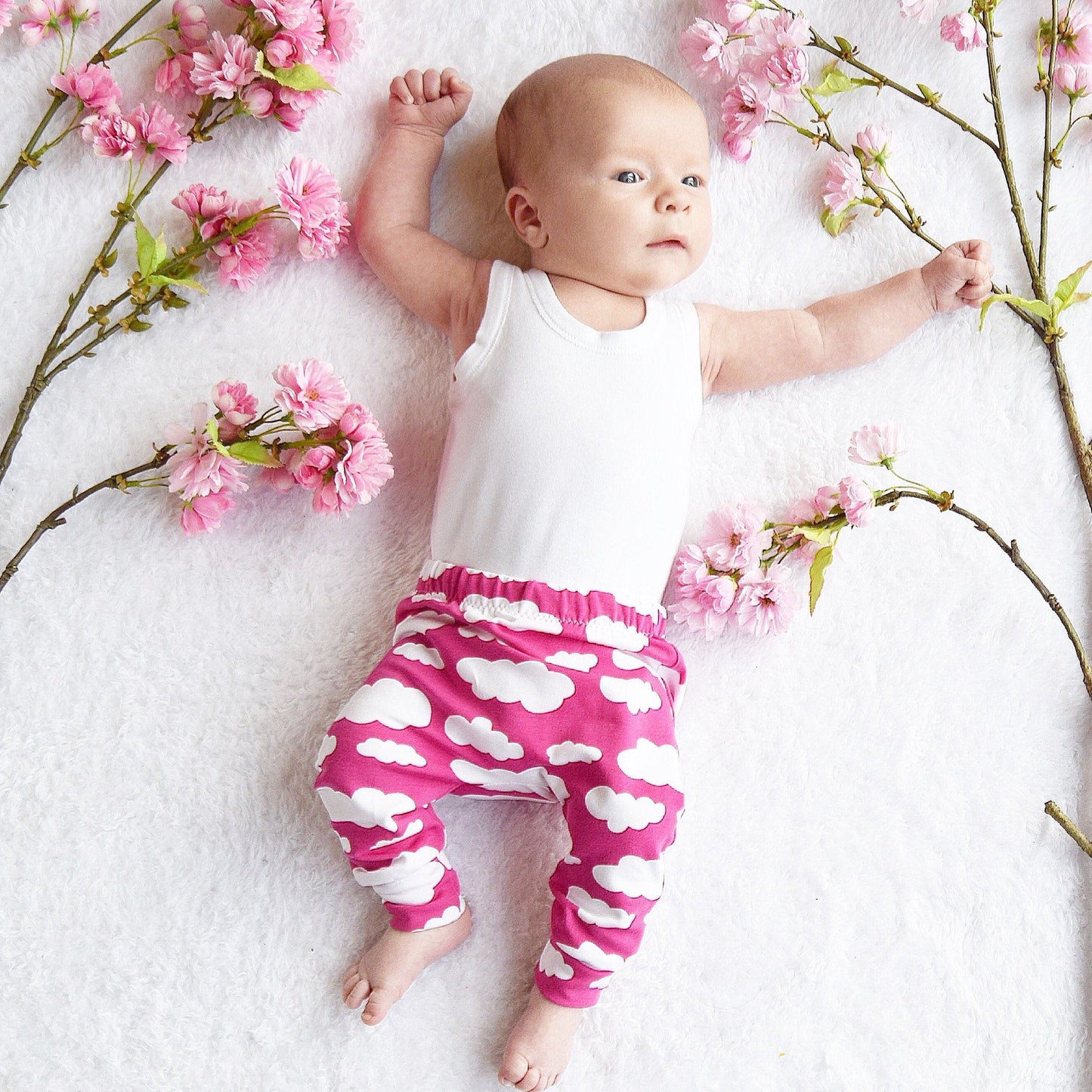 Pink Cloud Print Baby Leggings, Fred & Noah Trousers / Leggings Fred & Noah