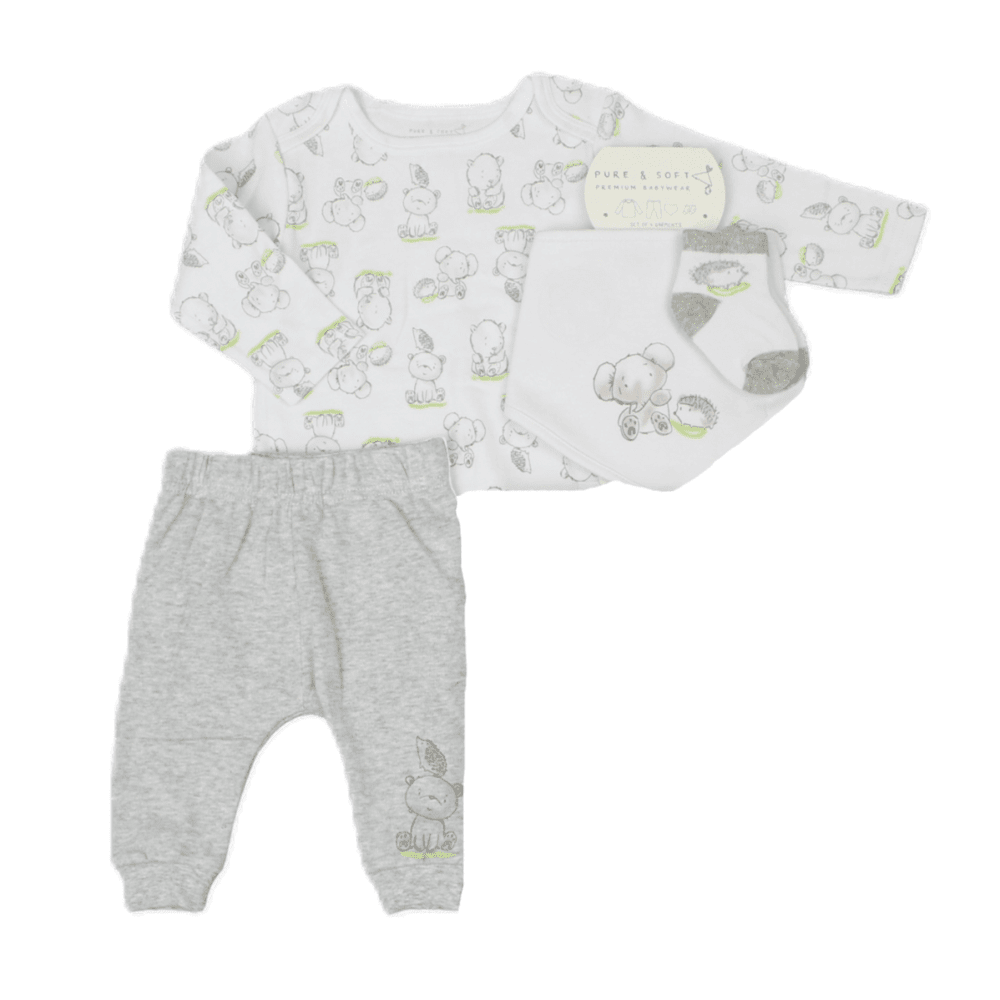 Elephant and Hedgehog 4 Piece Gift Set Set Pure & Soft