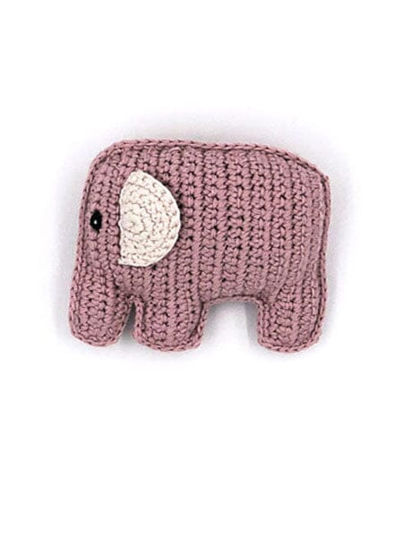 Crochet Fair Trade Rattle Toy - Elephant - Dusky Pink Rattle Pebble Toys