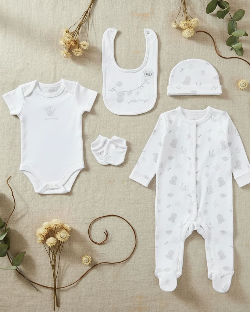 Teddy bear layette gift set, packaged and ready to gift