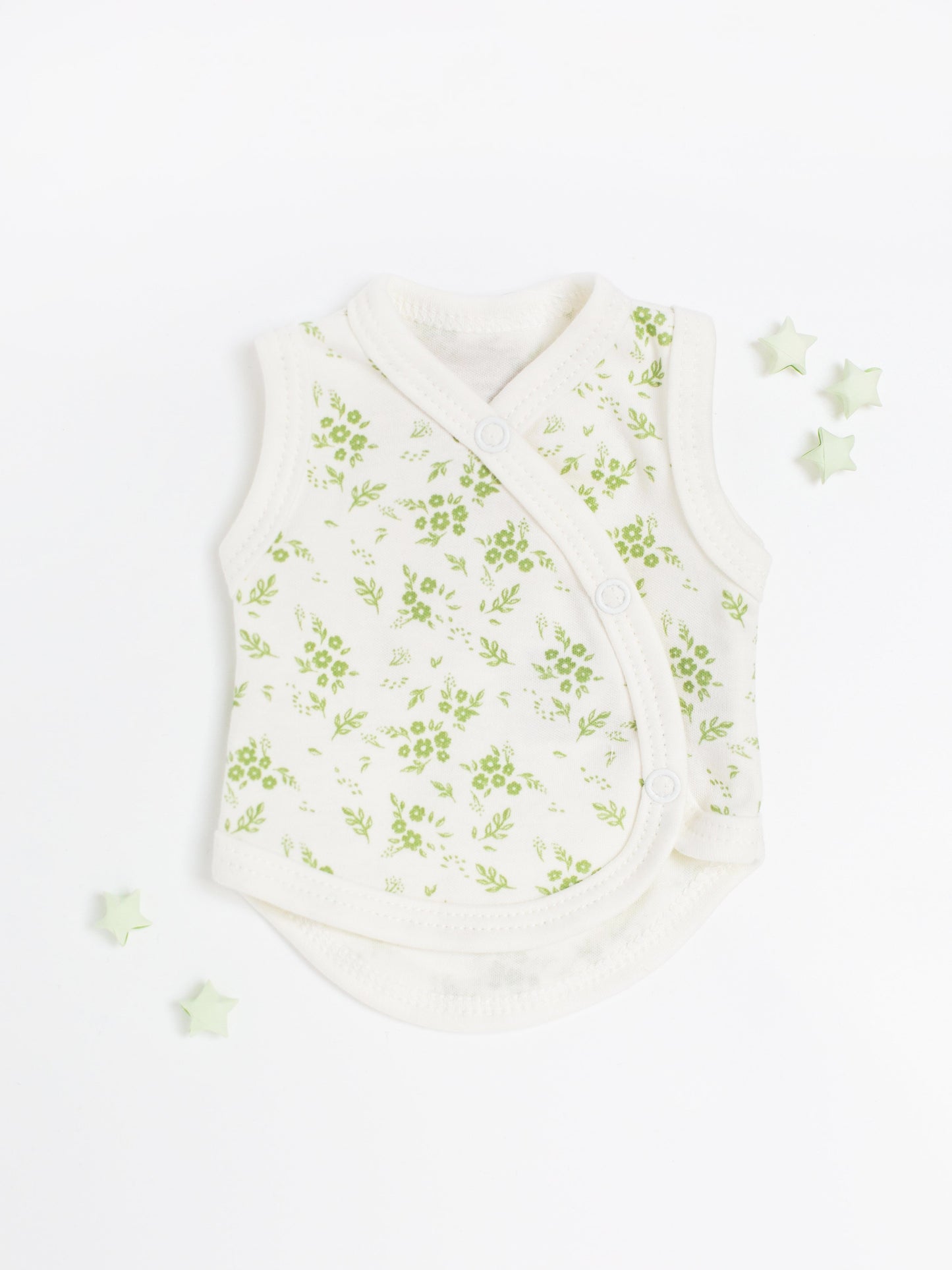 Incubator Vest, Apple Floral , Premium 100% Organic Cotton Bodysuit / Vest Tiny & Small