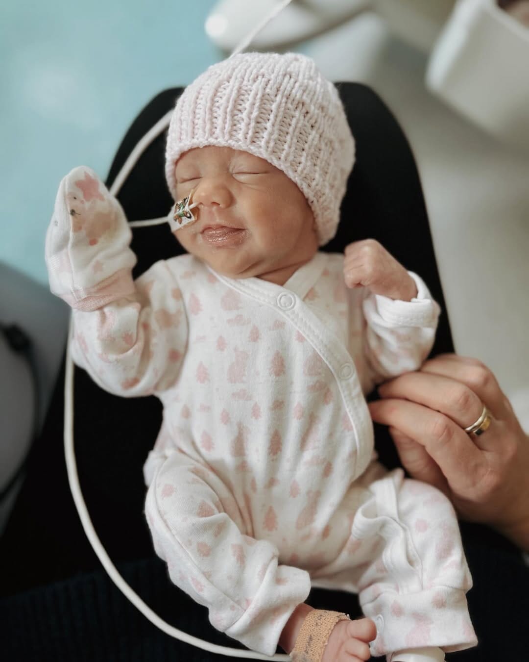Sleepsuit for Premature Baby Girl, Bunny Meadow, 100% Organic Cotton Sleepsuit / Babygrow Tiny & Small