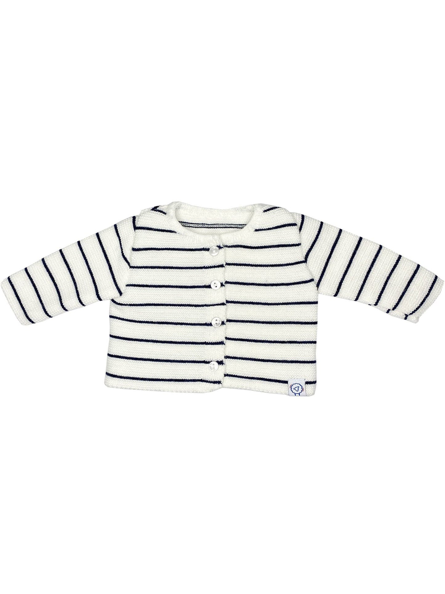 Knitted Cardigan, Breton Stripe White Cardigan / Jacket La Manufacture de Layette