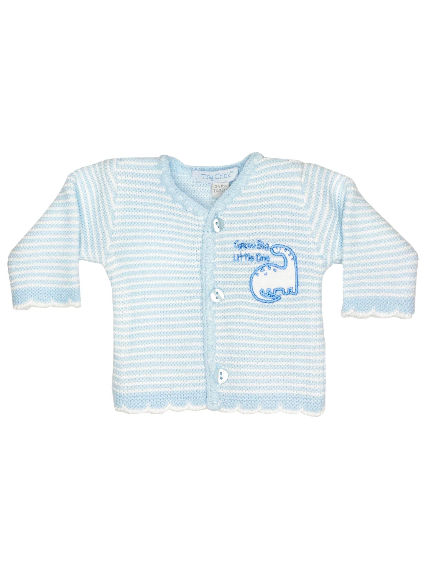 Blue "Grow Big Little One" Dinosaur Detail Cardigan Cardigan / Jacket Tiny Chick