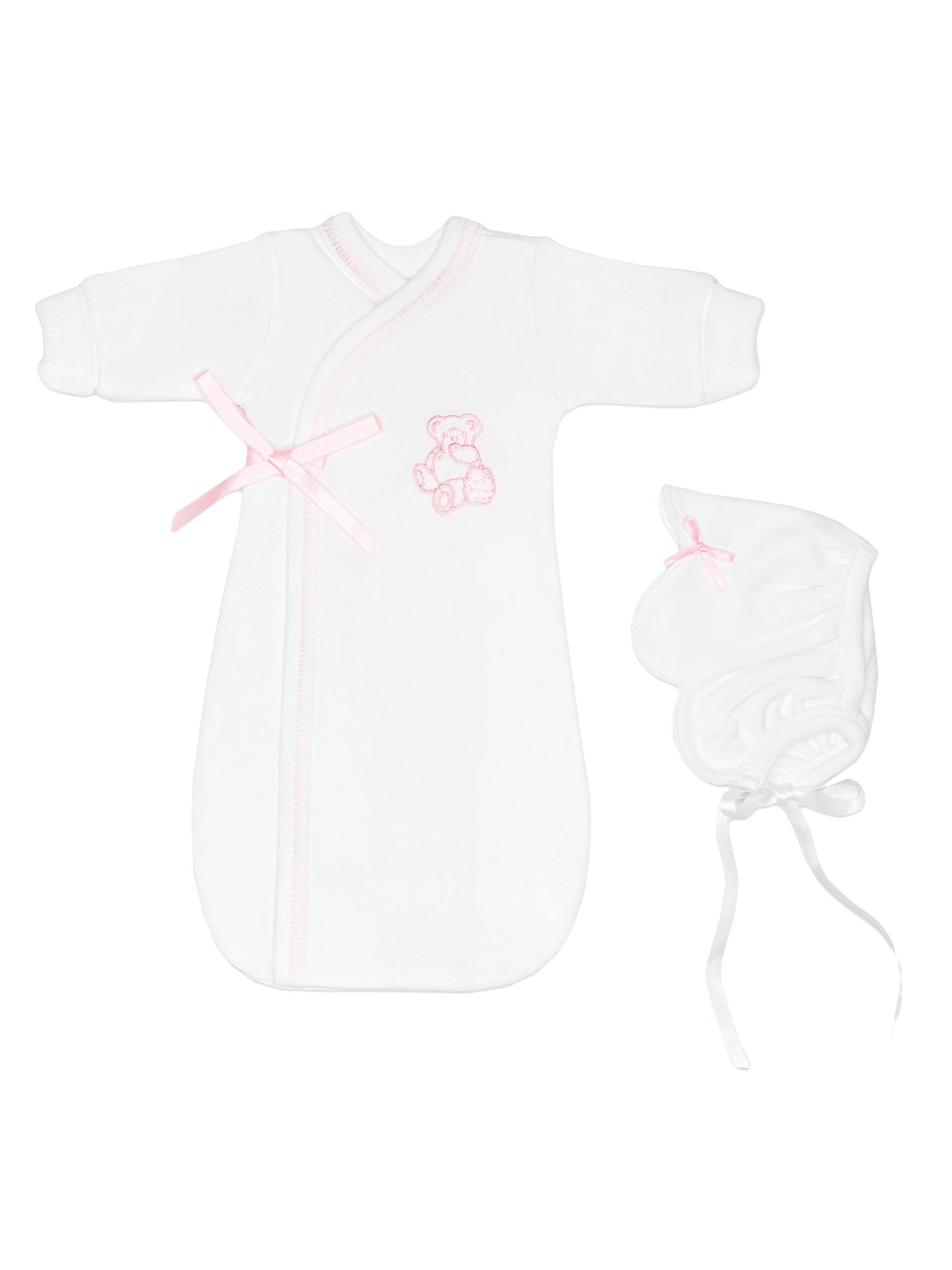 Neonatal Burial Gown, White & Pink Bereavement gown Itty Bitty Baby Clothing