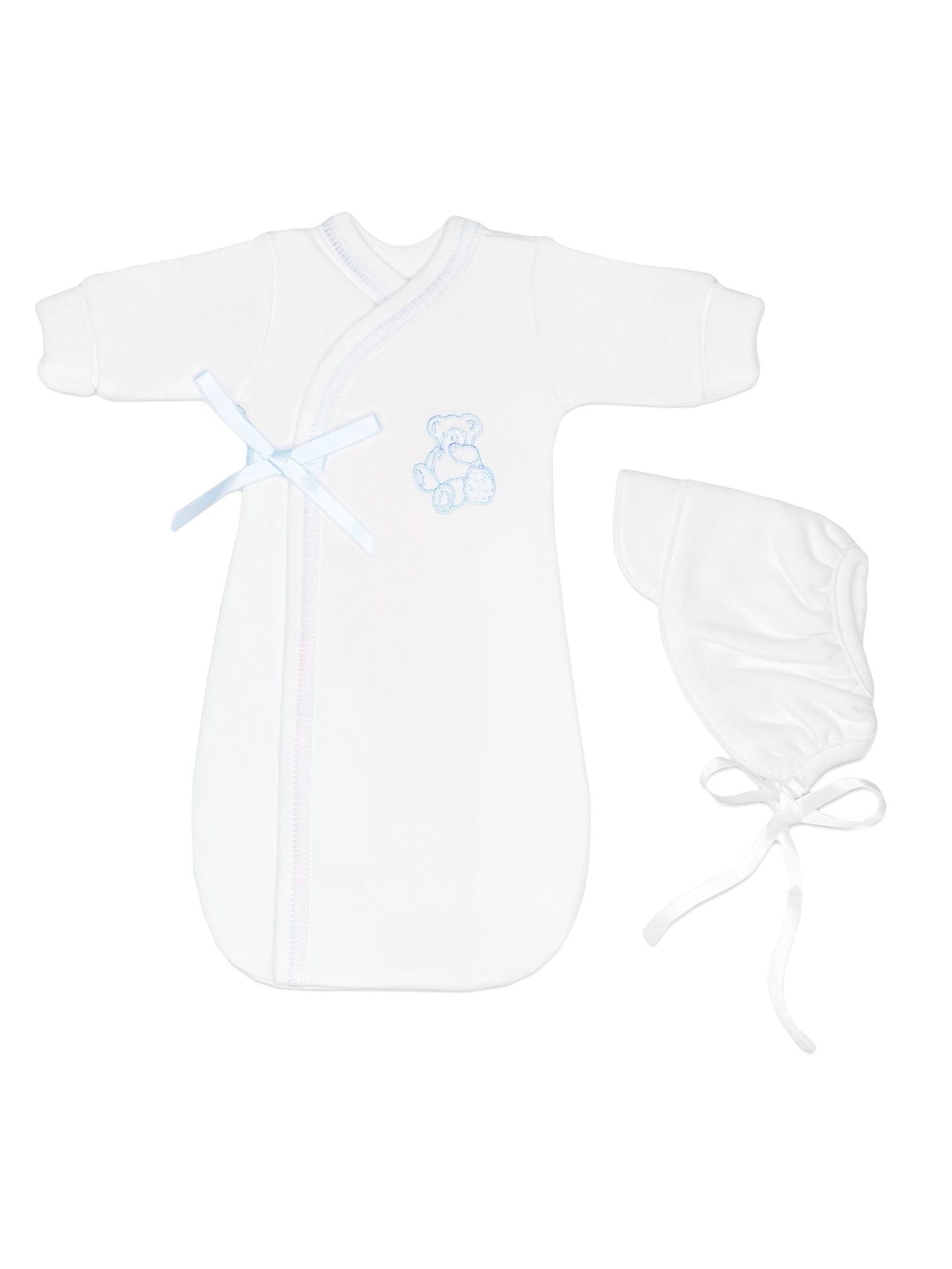 Neonatal Bereavement Gown, White & Blue Bereavement gown Itty Bitty Baby Clothing