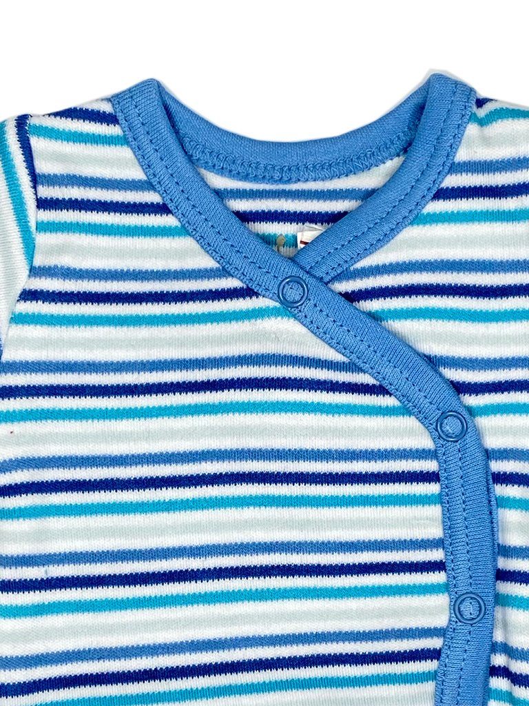 Organic Cotton Blue Bold Stripe Long Sleeve Vest Bodysuit / Vest Fixoni