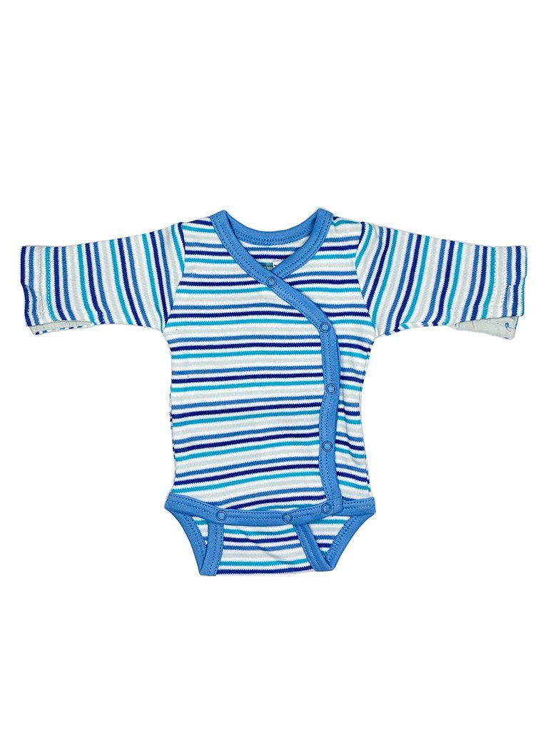 Organic Cotton Blue Bold Stripe Long Sleeve Vest Bodysuit / Vest Fixoni