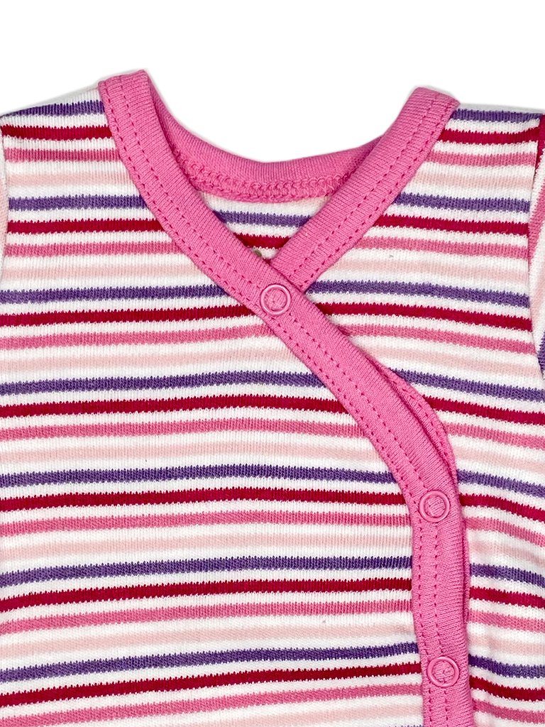 Organic Cotton Pink Bold Stripe Long Sleeve Vest Bodysuit / Vest Fixoni