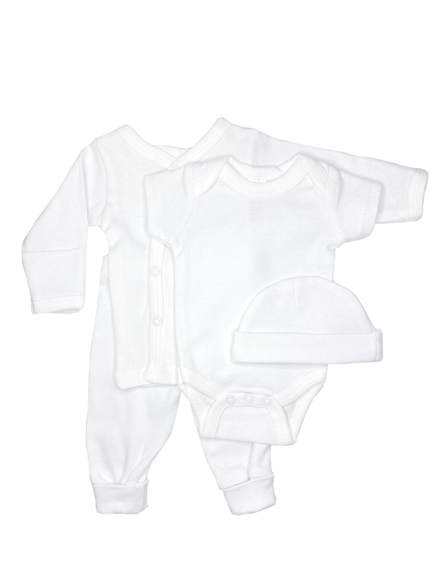 Classic White 4 piece set - Vest, Top, Trousers & Hat Outift Soft Touch