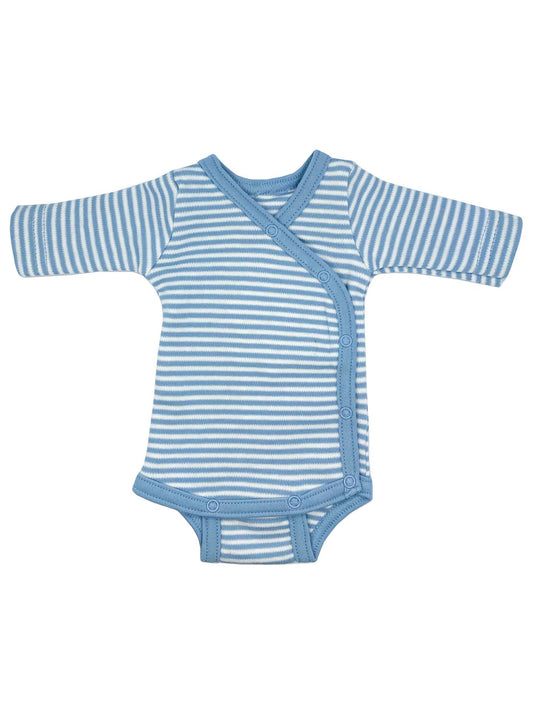 Organic Cotton Blue Thin Stripe Long Sleeve Vest Bodysuit / Vest Fixoni