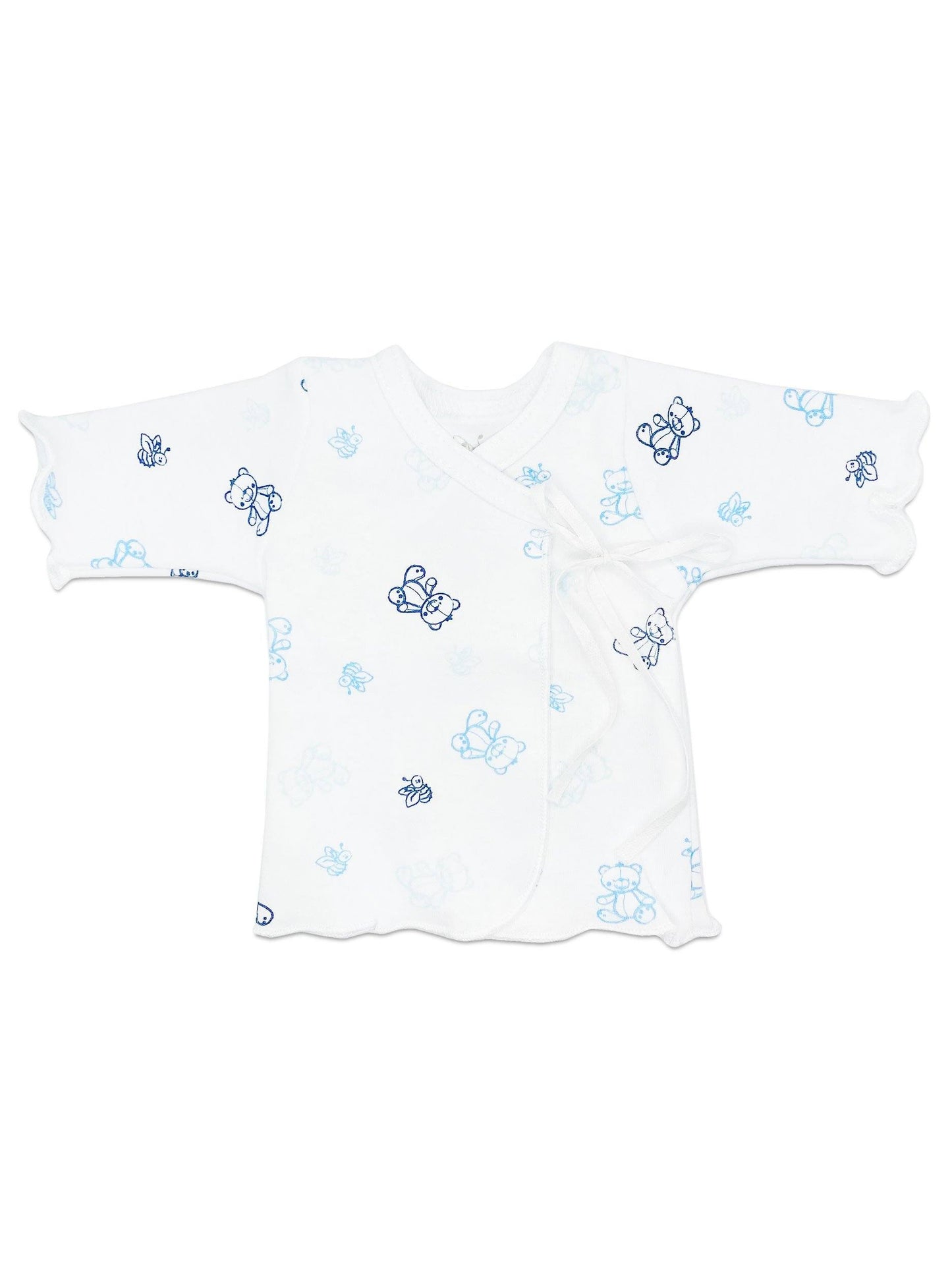 Organic Cotton Blue Bee Bear Ribbon Tie Wrap Top Top / T-shirt Fixoni