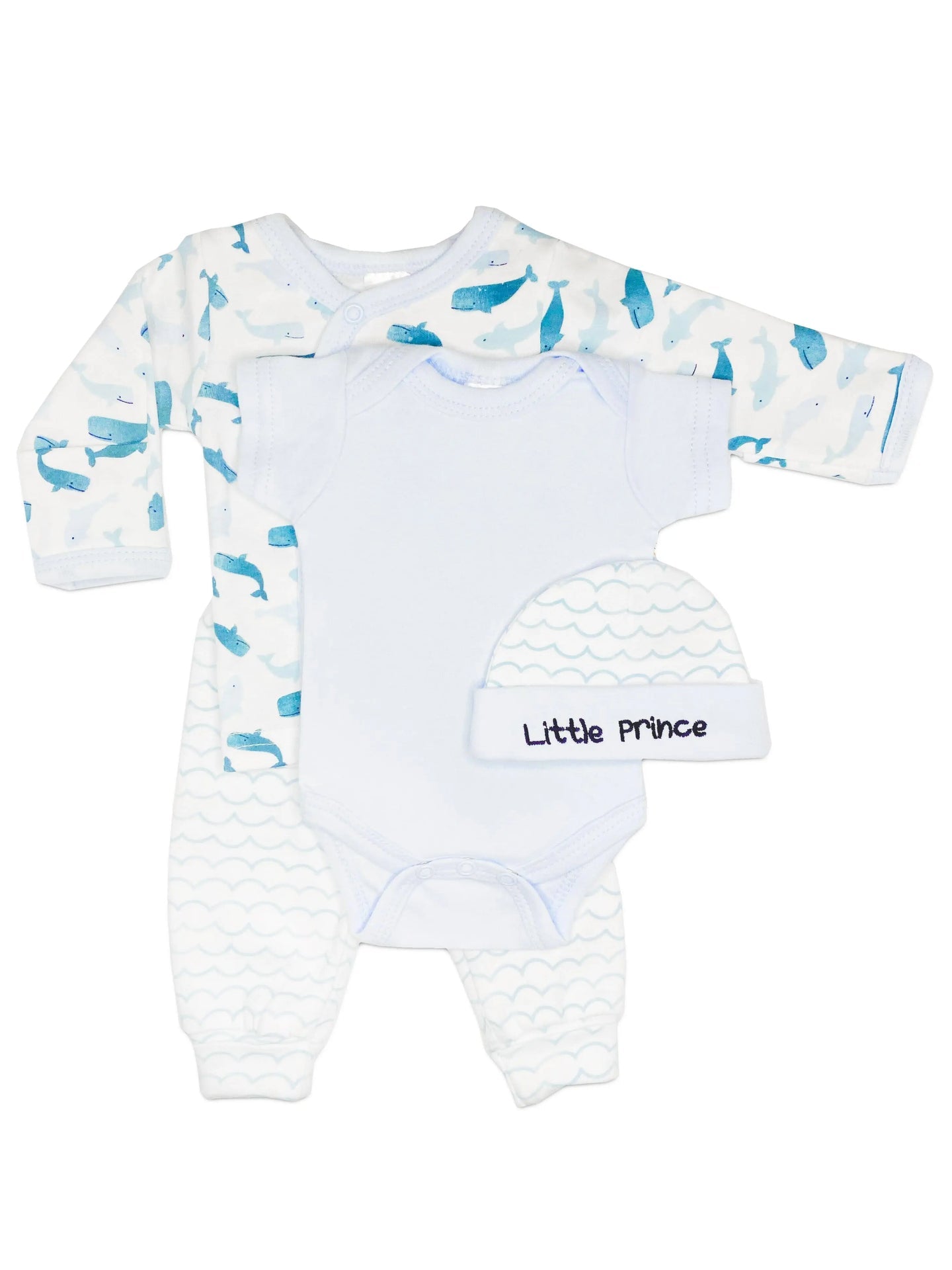 Blue Whale 4 piece set - Vest, Top, Trousers & Hat Outift Soft Touch