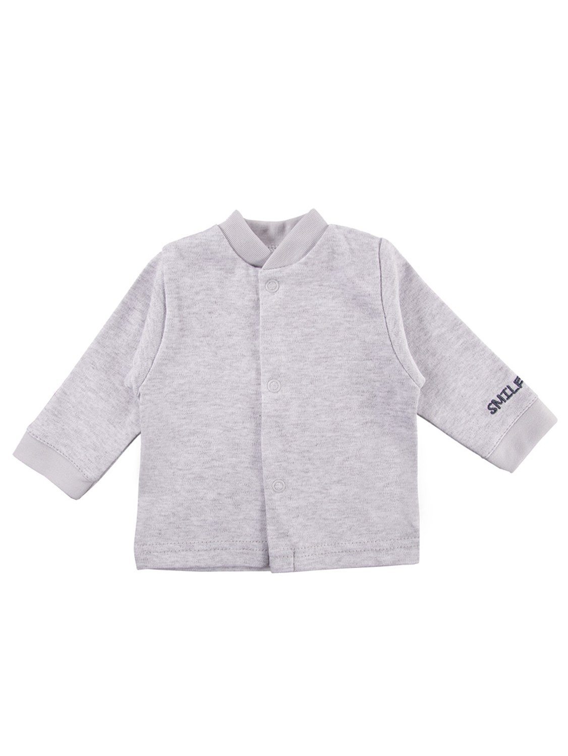 Early Baby Long Sleeved Top, "Smile Zebra" Embroidery, Grey Top / T-shirt EEVI