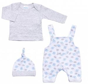 Blue Elephant 3 Piece Gift Set: Dungarees, Top & Hat Outift Just too Cute