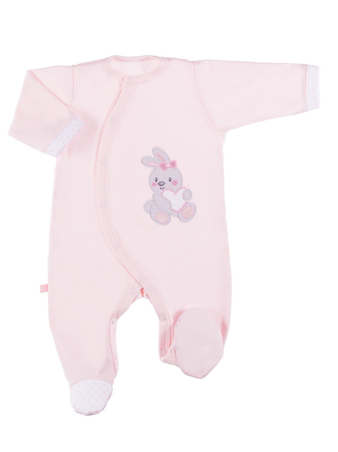 Early Baby Babygrow, Embroidered Bunny Design - Pink Sleepsuit / Babygrow EEVI